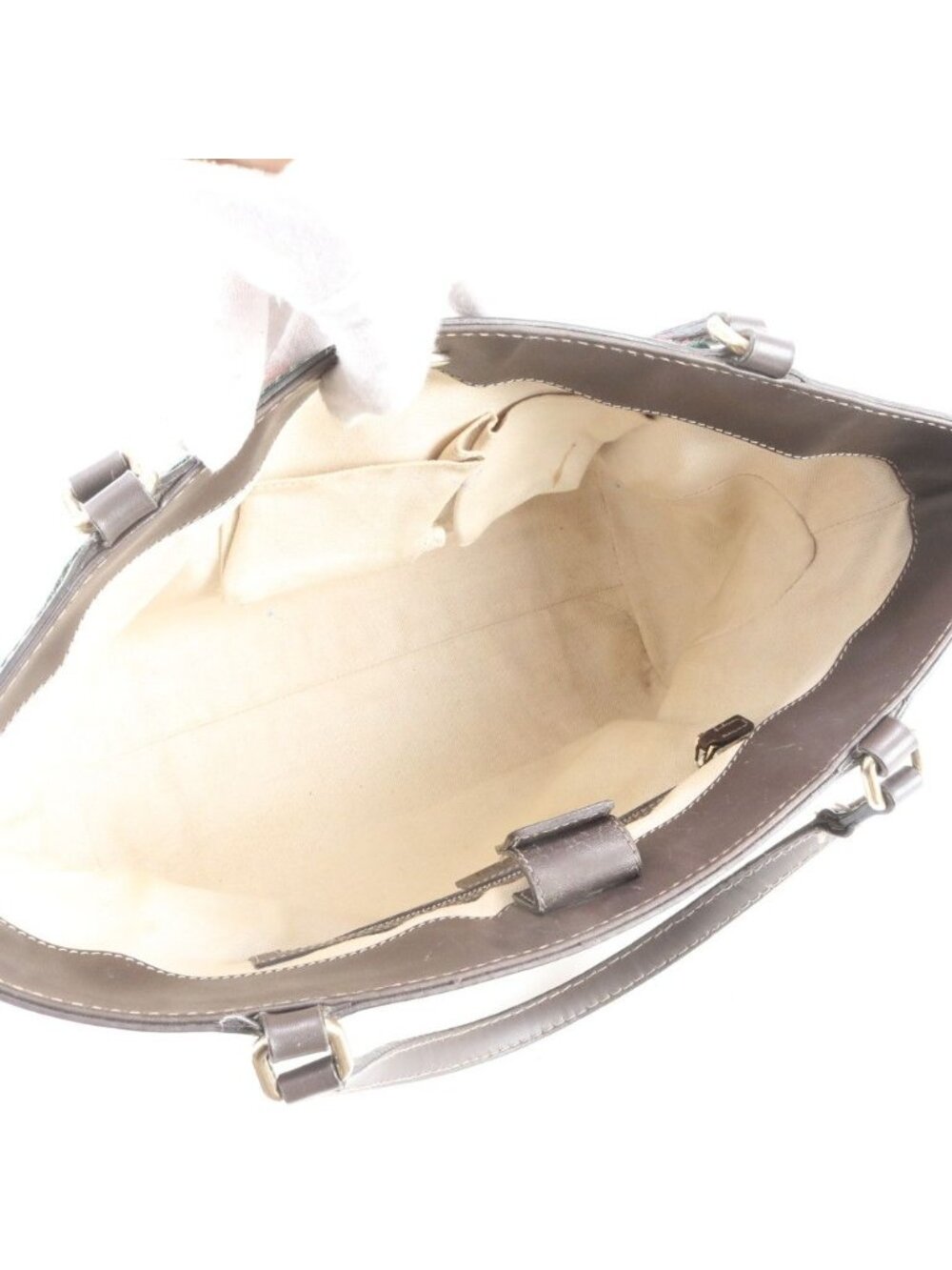 Gucci GG Canvas Sherry Line Mayfair Leather Tote Shoulder Hand - Picture 7 of 10